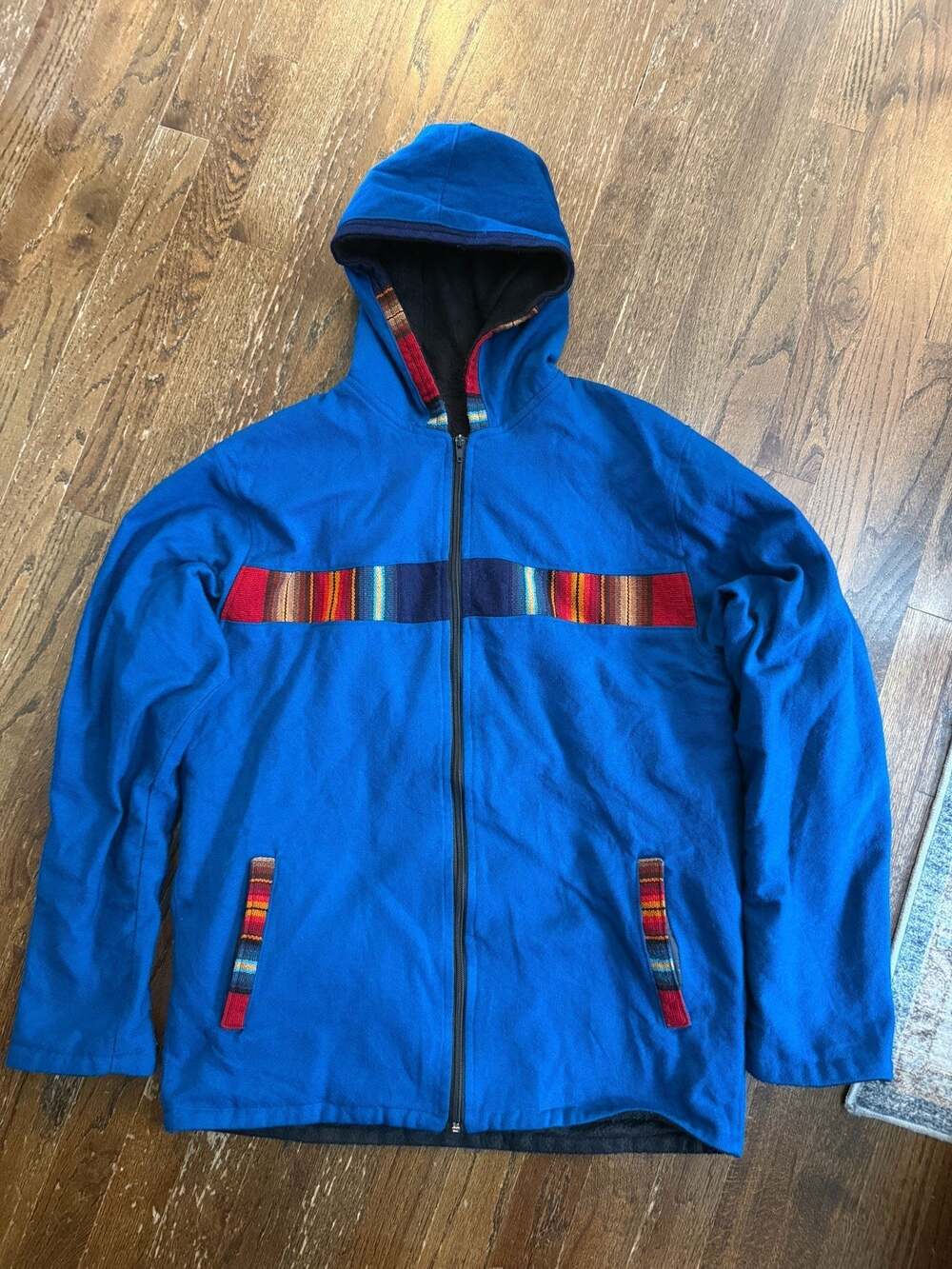 Guatemalan Artisan Handwoven Stripe Accent Full Zip Hoodie